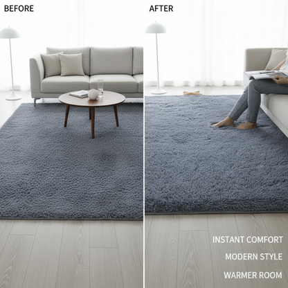 Grey Plush Living Room Rug