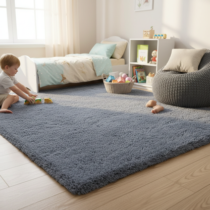 Grey Plush Living Room Rug