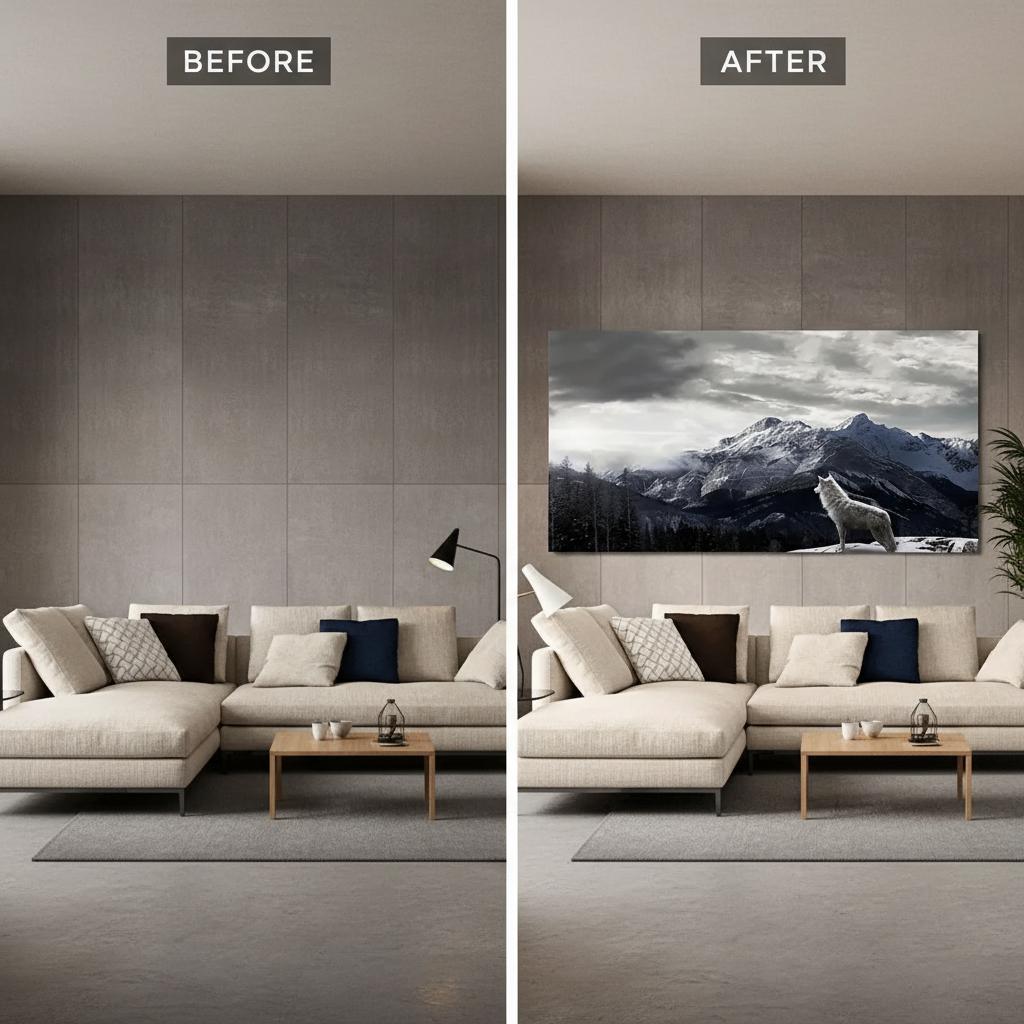 Snow Mountain Wolf Canvas