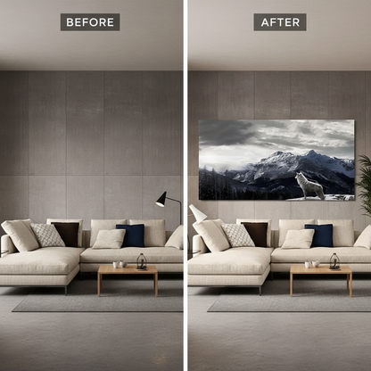 Snow Mountain Wolf Canvas