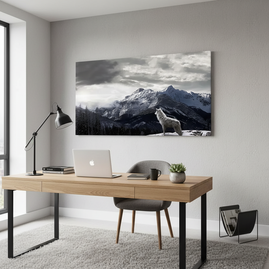 Snow Mountain Wolf Canvas