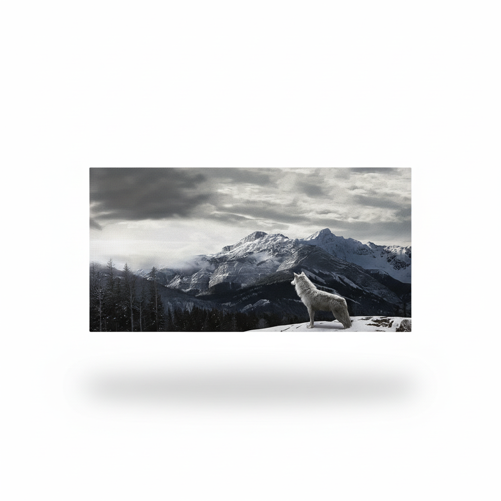 Snow Mountain Wolf Canvas