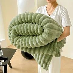 1pc Striped flannel blanket